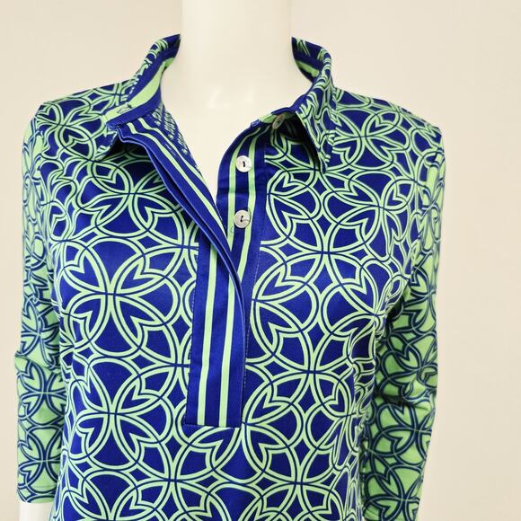 Gretchen Scott Dress Size M Everywhere Catalina Cloth Collared Geometric Stretch - Picture 4 of 8